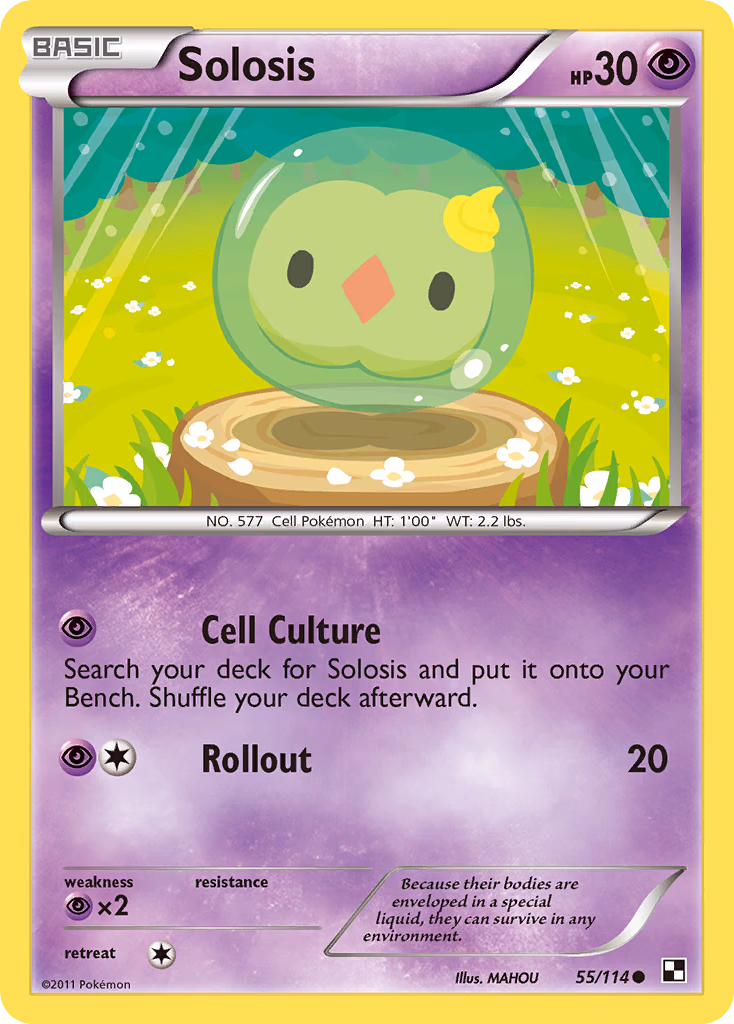Solosis Pokemon card (55/114, Black & White)