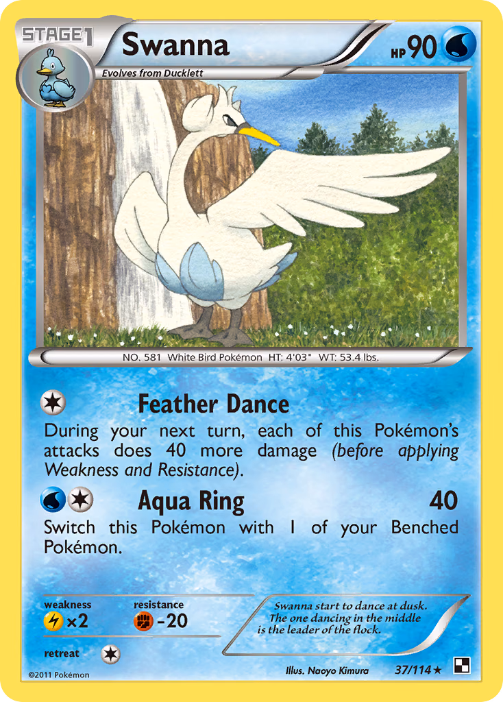 Swanna Pokemon card (37/114, Black & White)
