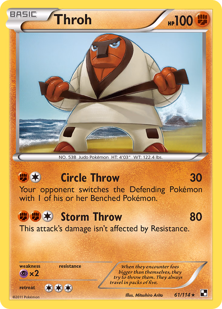 Throh Pokemon card (61/114, Black & White)