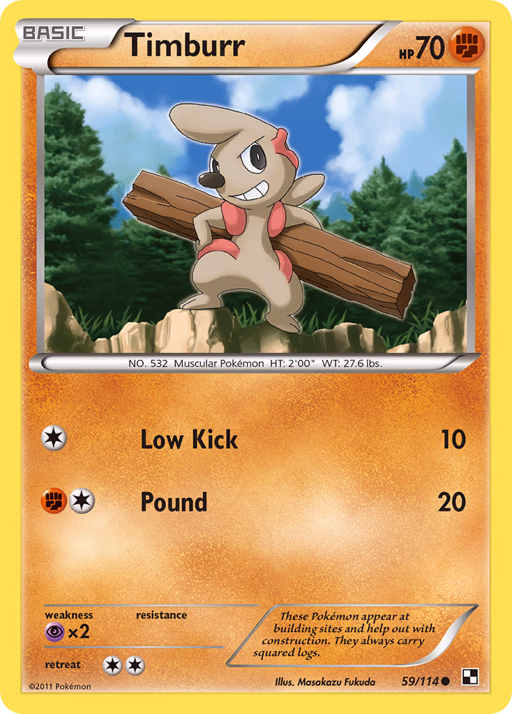 Timburr Pokemon card (59/114, Black & White)