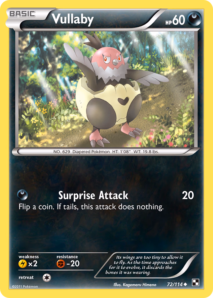 Vullaby Pokemon card (72/114, Black & White)