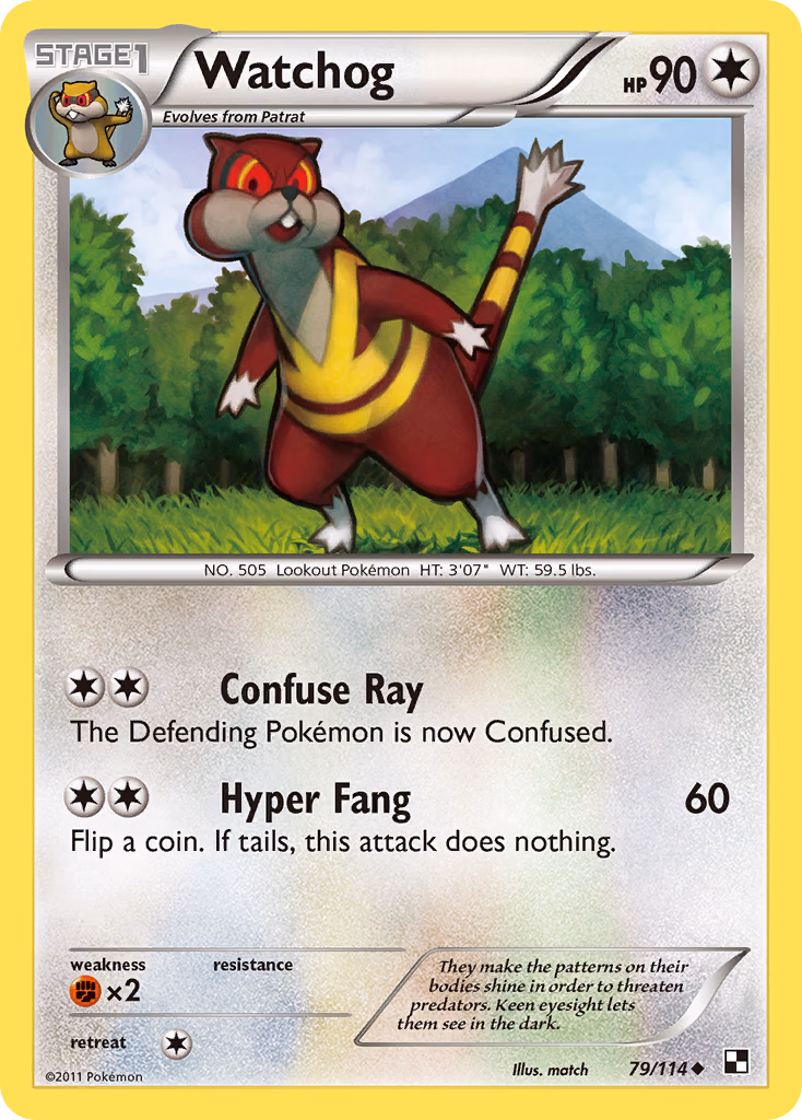 Watchog Pokemon card (79/114, Black & White)