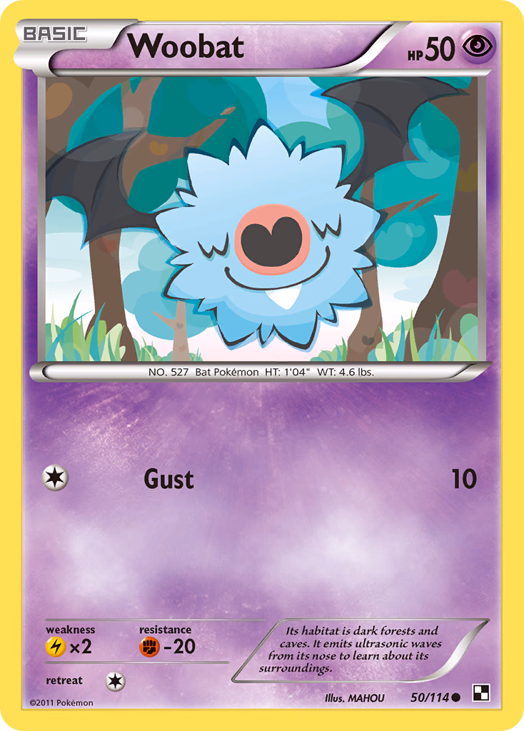 Woobat Pokemon card (50/114, Black & White)