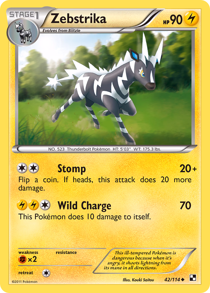 Zebstrika Pokemon card (42/114, Black & White)