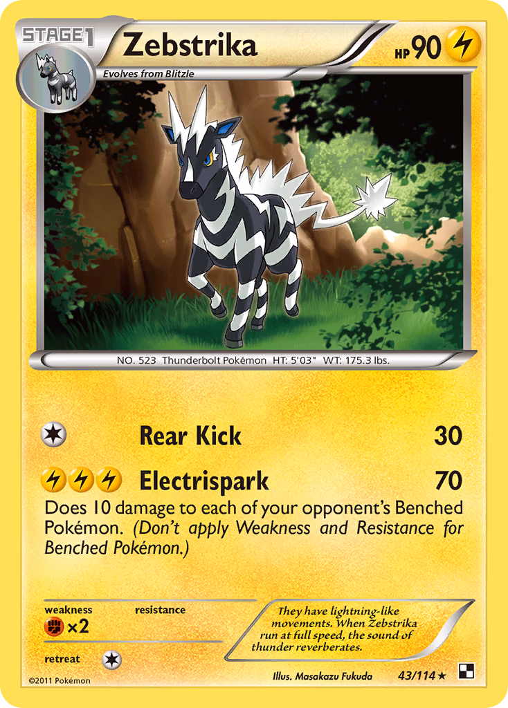 Zebstrika Pokemon card (43/114, Black & White)