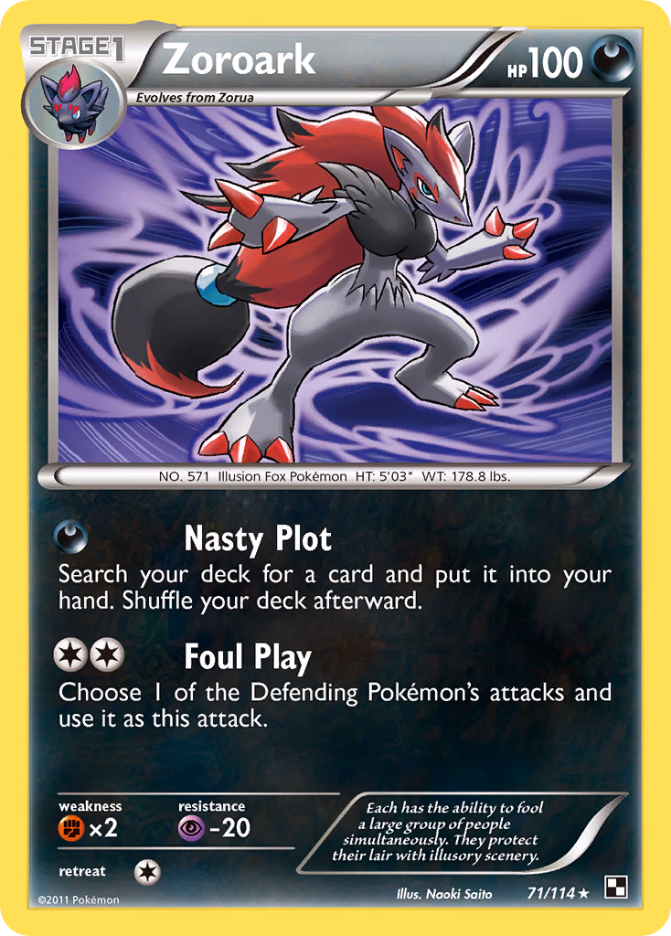 Zoroark Pokemon card (71/114, Black & White)