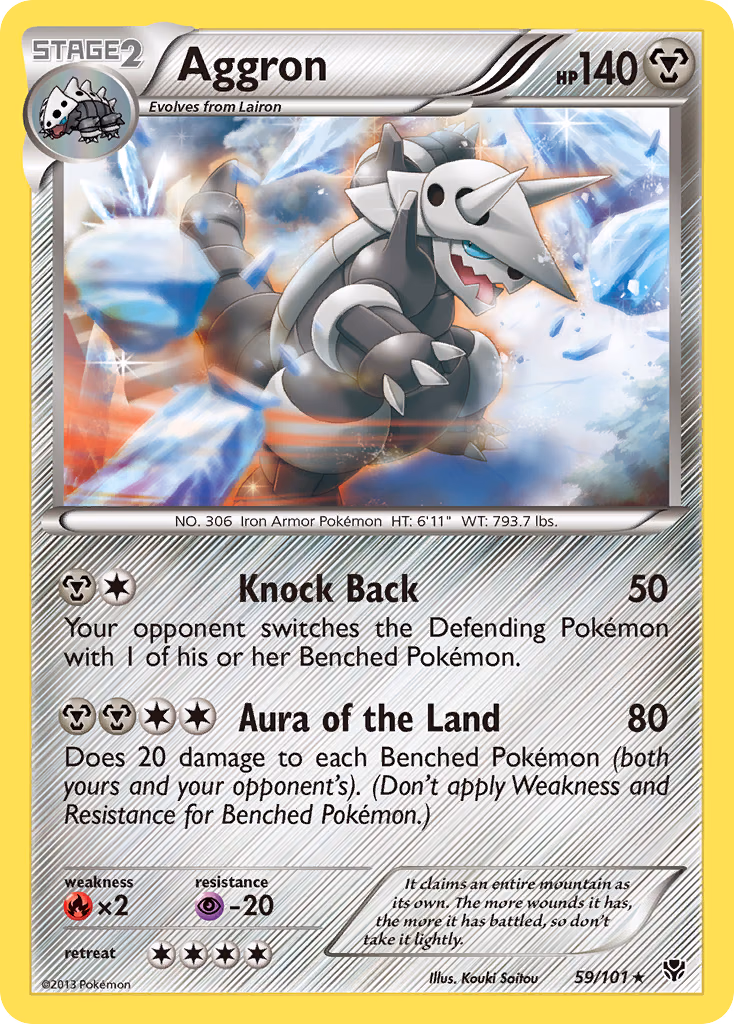 Aggron Pokemon card (59/101, Plasma Blast)