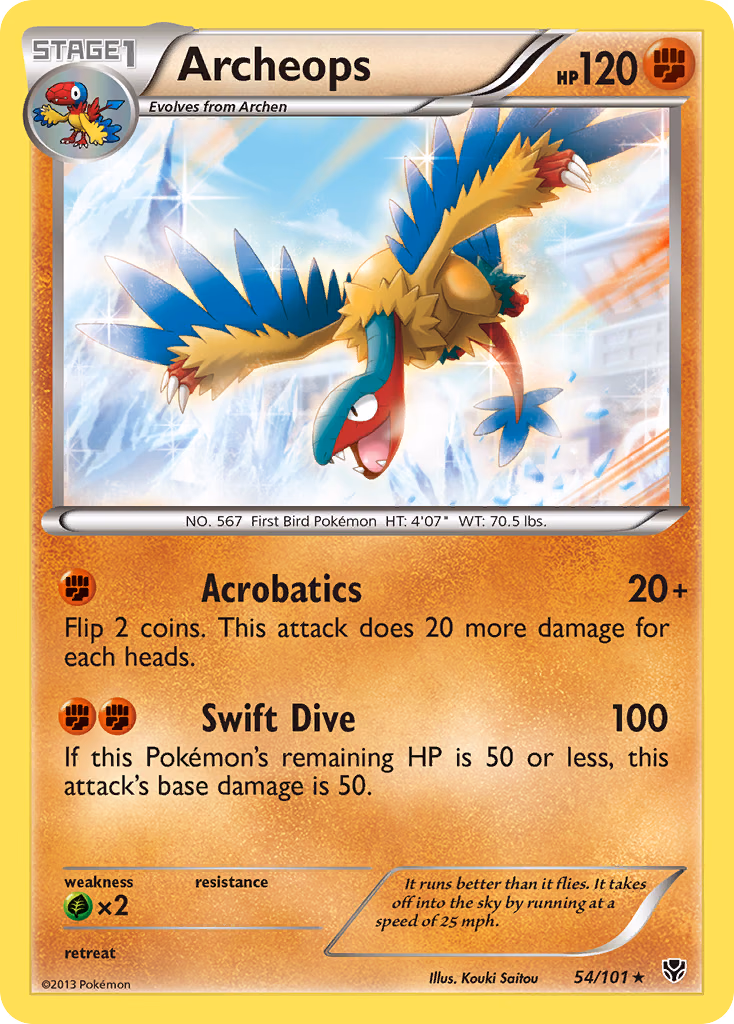Archeops Pokemon card (54/101, Plasma Blast)