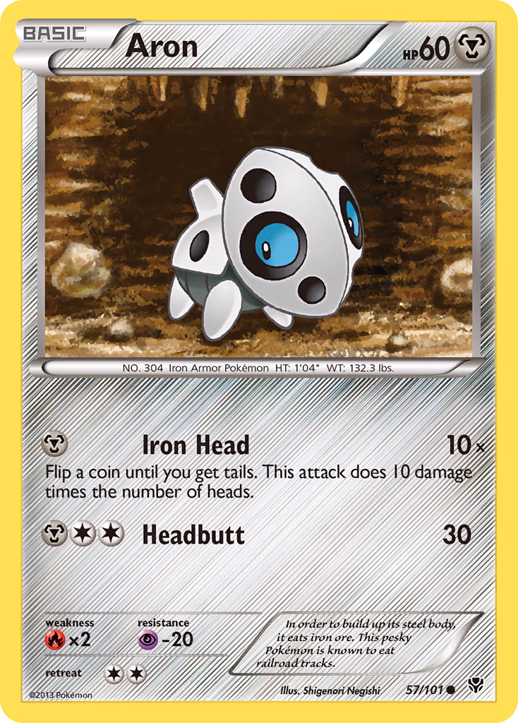 Aron Pokemon card (57/101, Plasma Blast)