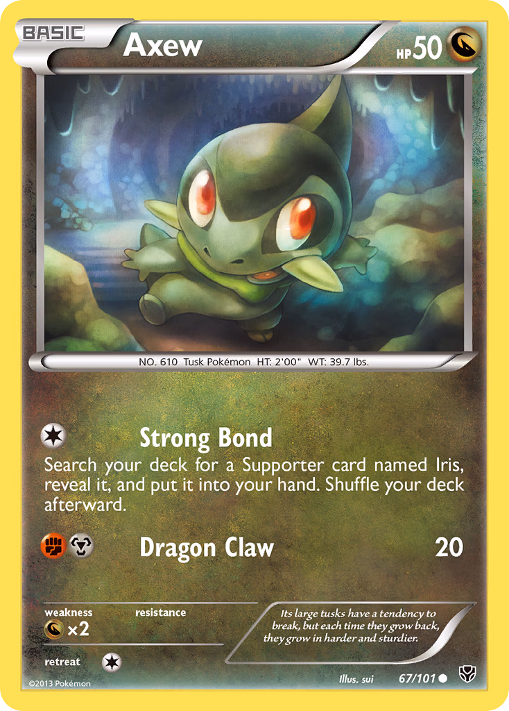 Axew Pokemon card (67/101, Plasma Blast)