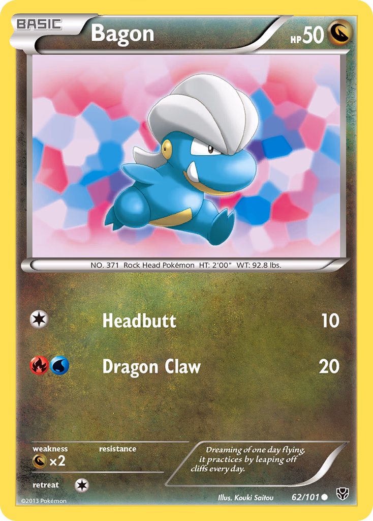 Bagon Pokemon card (62/101, Plasma Blast)