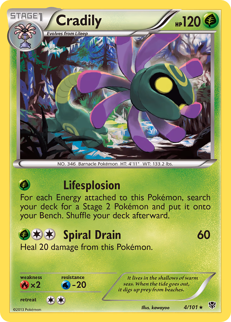 Cradily Pokemon card (4/101, Plasma Blast)