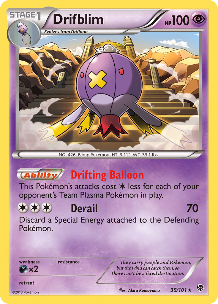 Drifblim Pokemon card (35/101, Plasma Blast)
