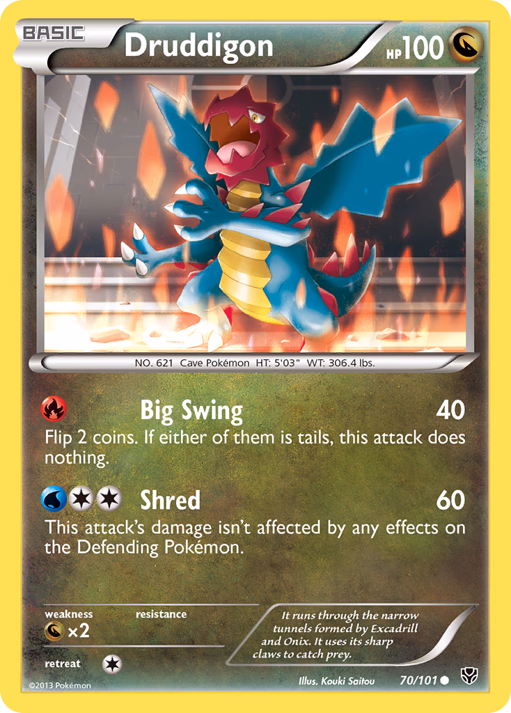 Druddigon Pokemon card (70/101, Plasma Blast)