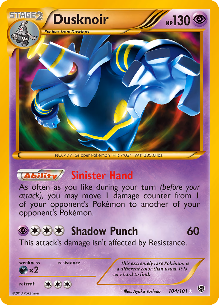 Dusknoir Pokemon card (104/101, Plasma Blast)