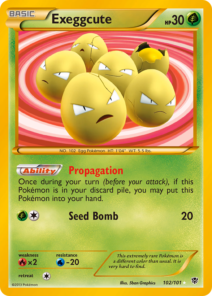 Exeggcute Pokemon card (102/101, Plasma Blast)