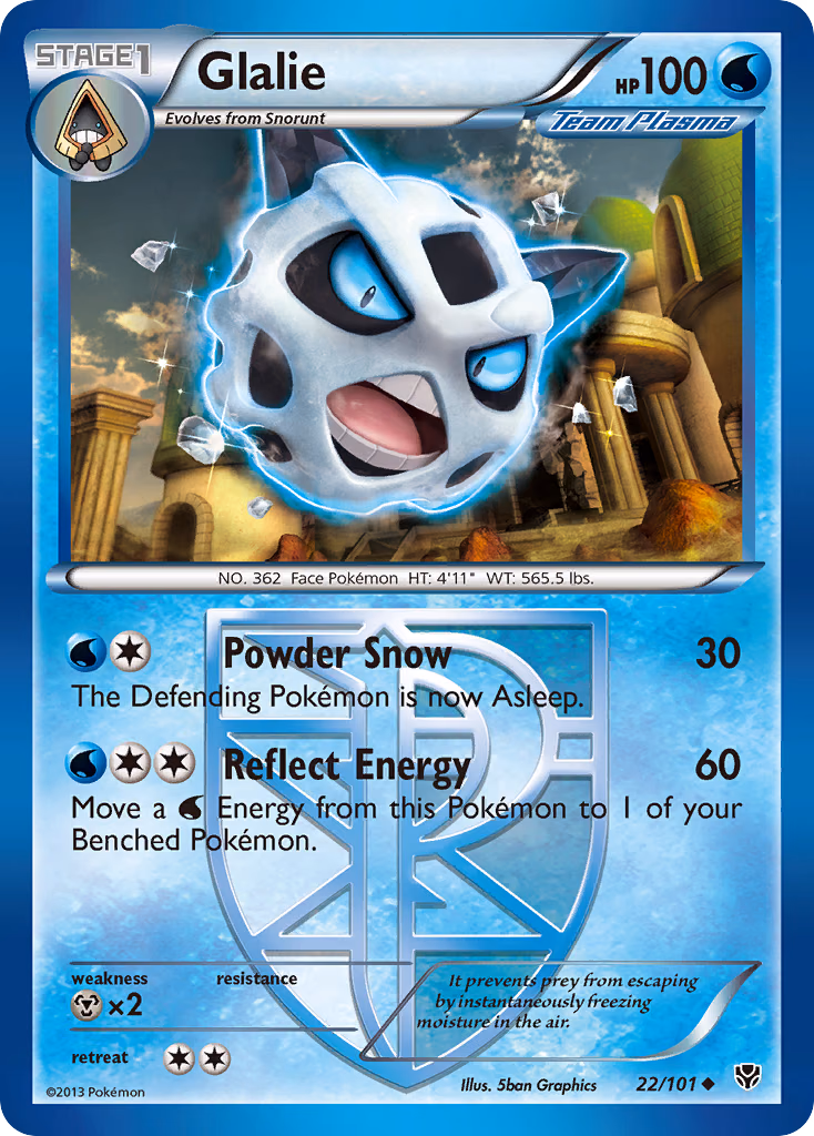 Glalie Pokemon card (22/101, Plasma Blast)