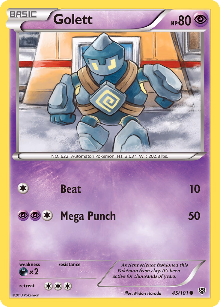 Golett Pokemon card (45/101, Plasma Blast)