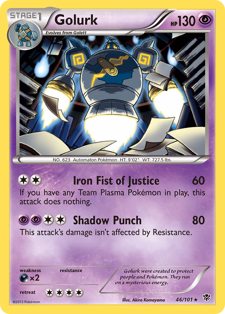 Golurk Pokemon card (46/101, Plasma Blast)