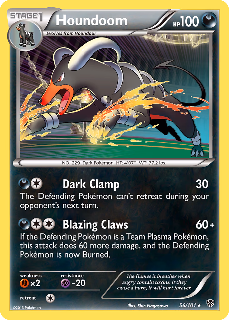 Houndoom Pokemon card (56/101, Plasma Blast)