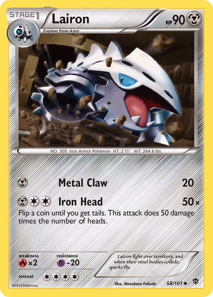 Lairon Pokemon card (58/101, Plasma Blast)