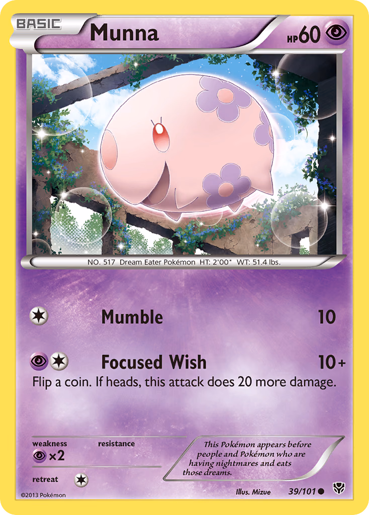 Munna Pokemon card (39/101, Plasma Blast)