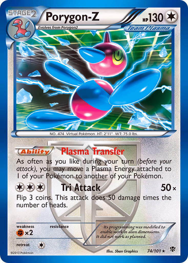 Porygon-Z Pokemon card (74/101, Plasma Blast)