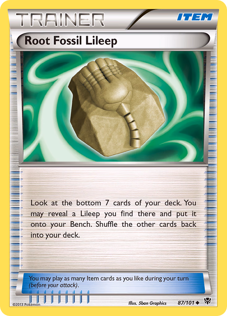 Root Fossil Lileep Pokemon card (87/101, Plasma Blast)
