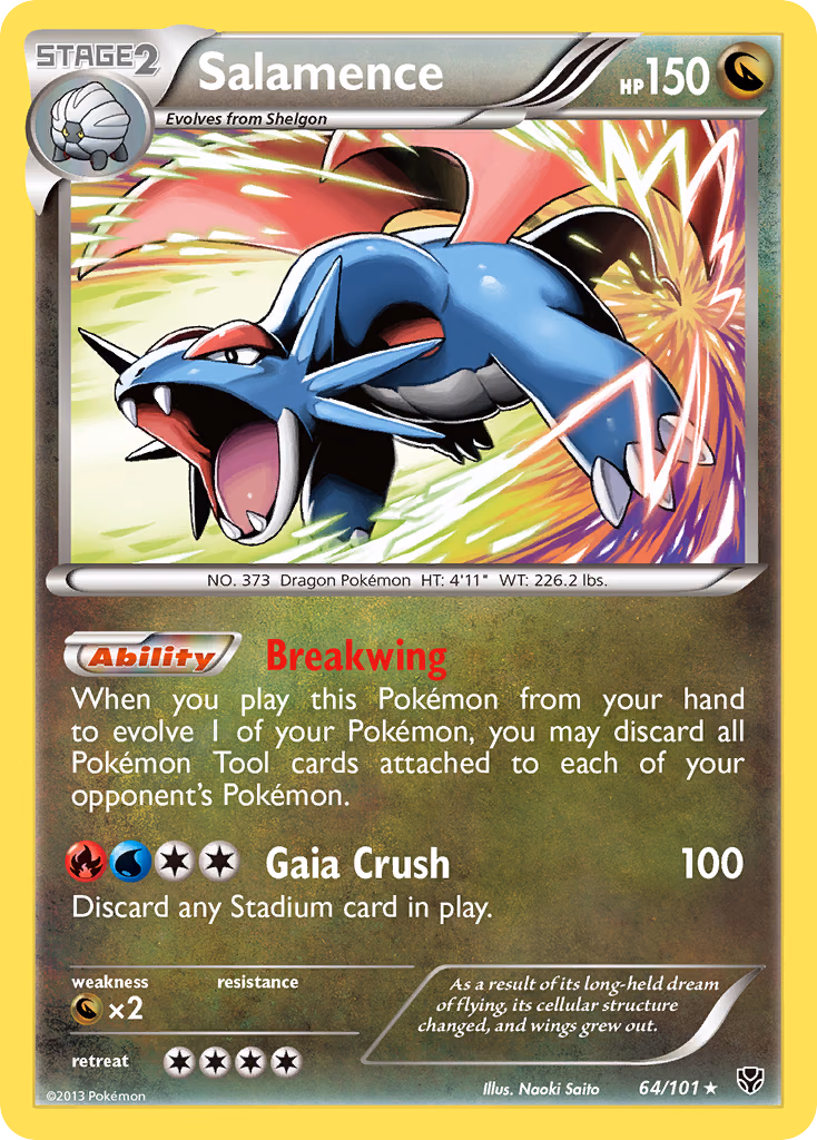Salamence Pokemon card (64/101, Plasma Blast)