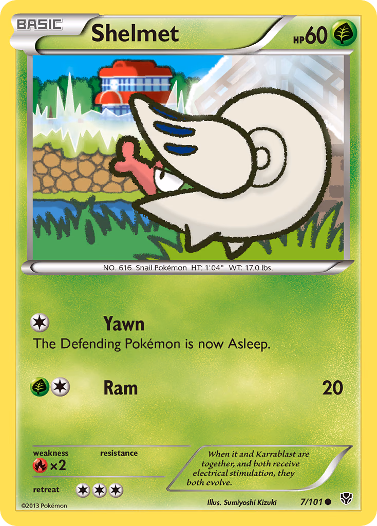 Shelmet Pokemon card (7/101, Plasma Blast)