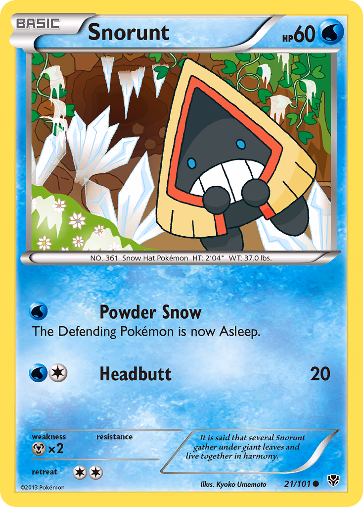 Snorunt Pokemon card (21/101, Plasma Blast)