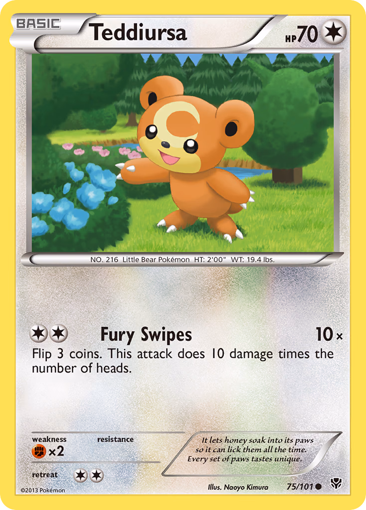 Teddiursa Pokemon card (75/101, Plasma Blast)