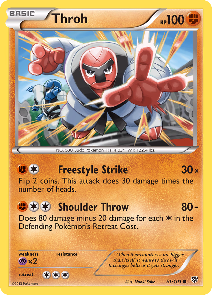 Throh Pokemon card (51/101, Plasma Blast)
