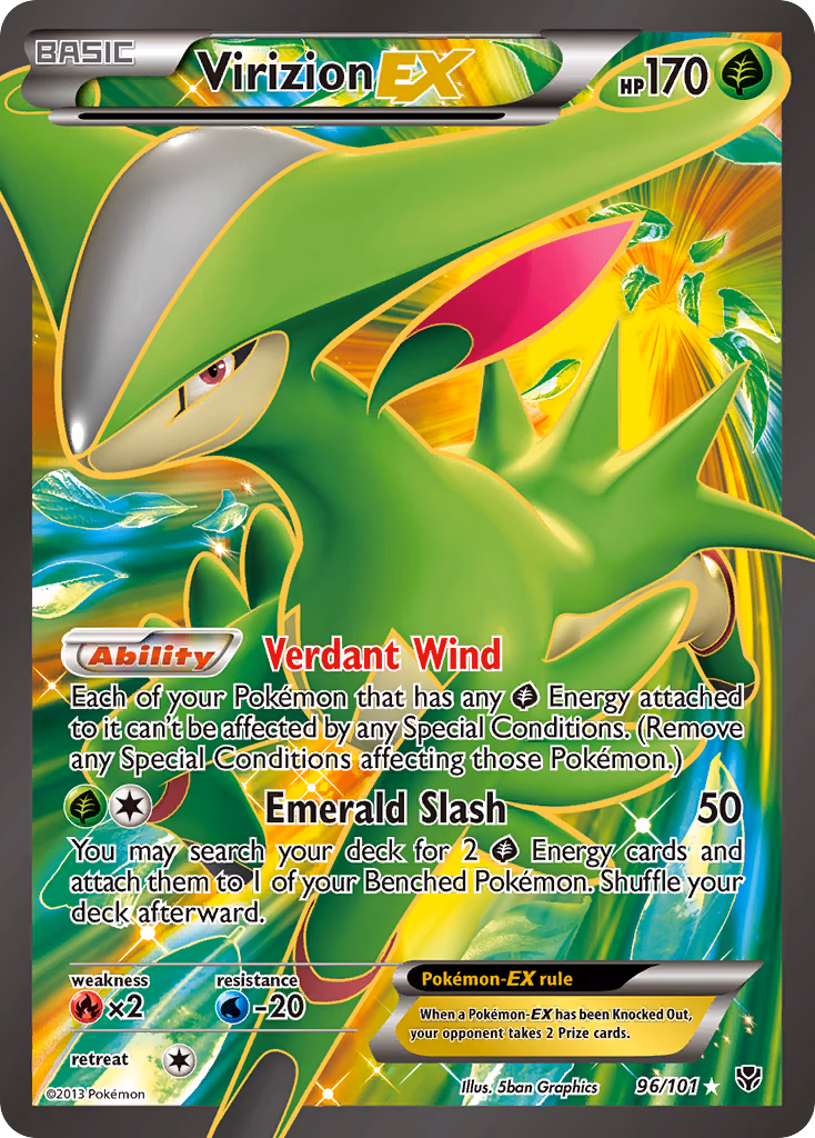 Virizion-EX Pokemon card (96/101, Plasma Blast)