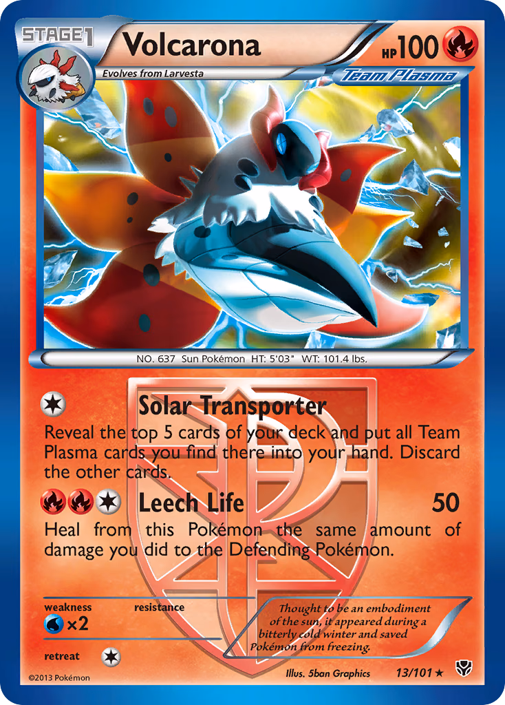 Volcarona Pokemon card (13/101, Plasma Blast)