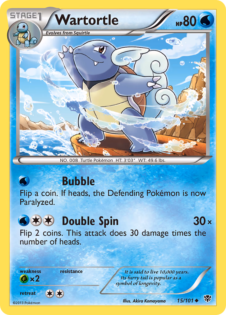Wartortle Pokemon card (15/101, Plasma Blast)