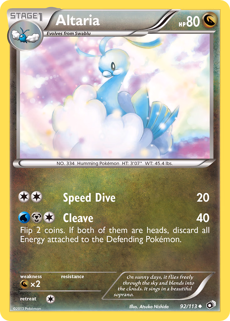 Altaria Pokemon card (92/113, Legendary Treasures)