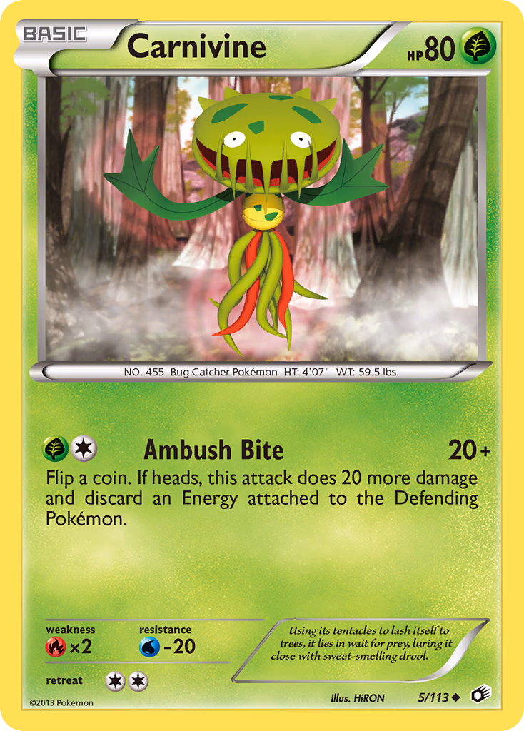 Carnivine Pokemon card (5/113, Legendary Treasures)