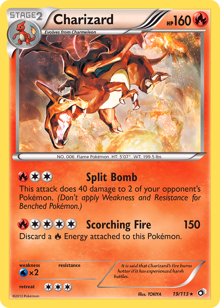 Charizard Pokemon card (19/113, Legendary Treasures)