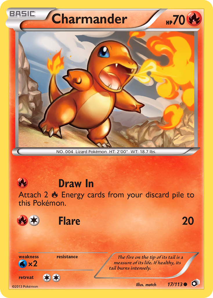 Charmander Pokemon card (17/113, Legendary Treasures)
