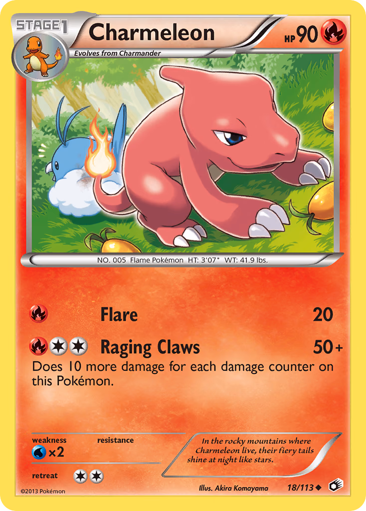 Charmeleon Pokemon card (18/113, Legendary Treasures)