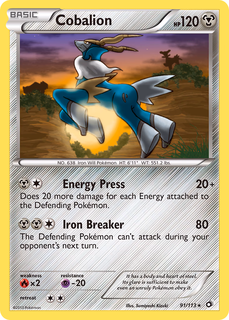 Cobalion Pokemon card (91/113, Legendary Treasures)