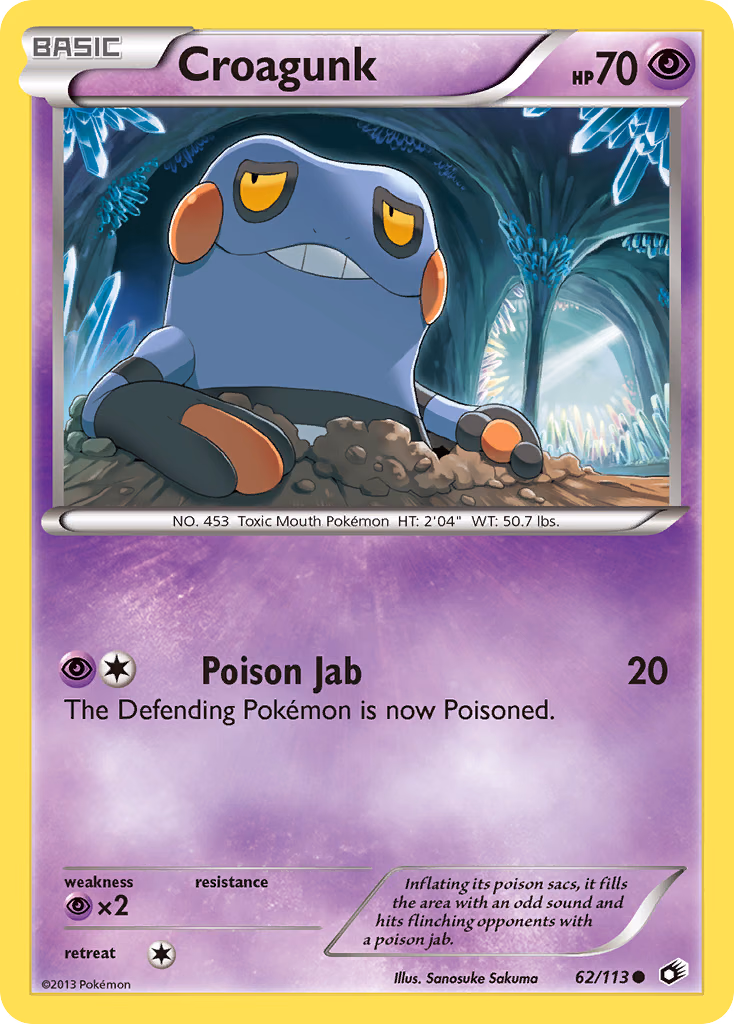 Croagunk Pokemon card (62/113, Legendary Treasures)