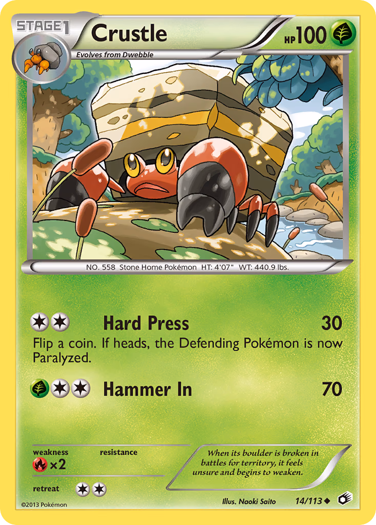 Crustle Pokemon card (14/113, Legendary Treasures)