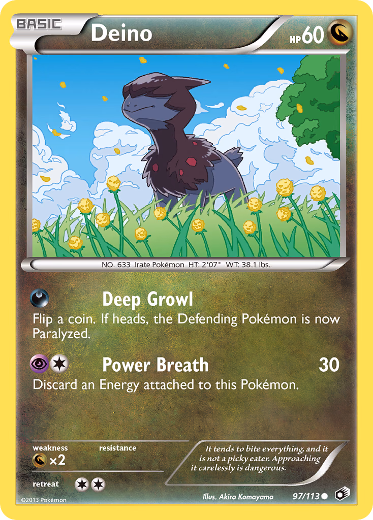 Deino Pokemon card (97/113, Legendary Treasures)