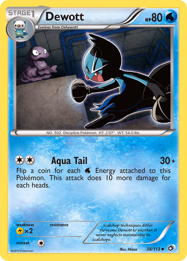 Dewott Pokemon card (38/113, Legendary Treasures)