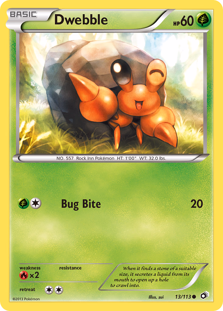 Dwebble Pokemon card (13/113, Legendary Treasures)