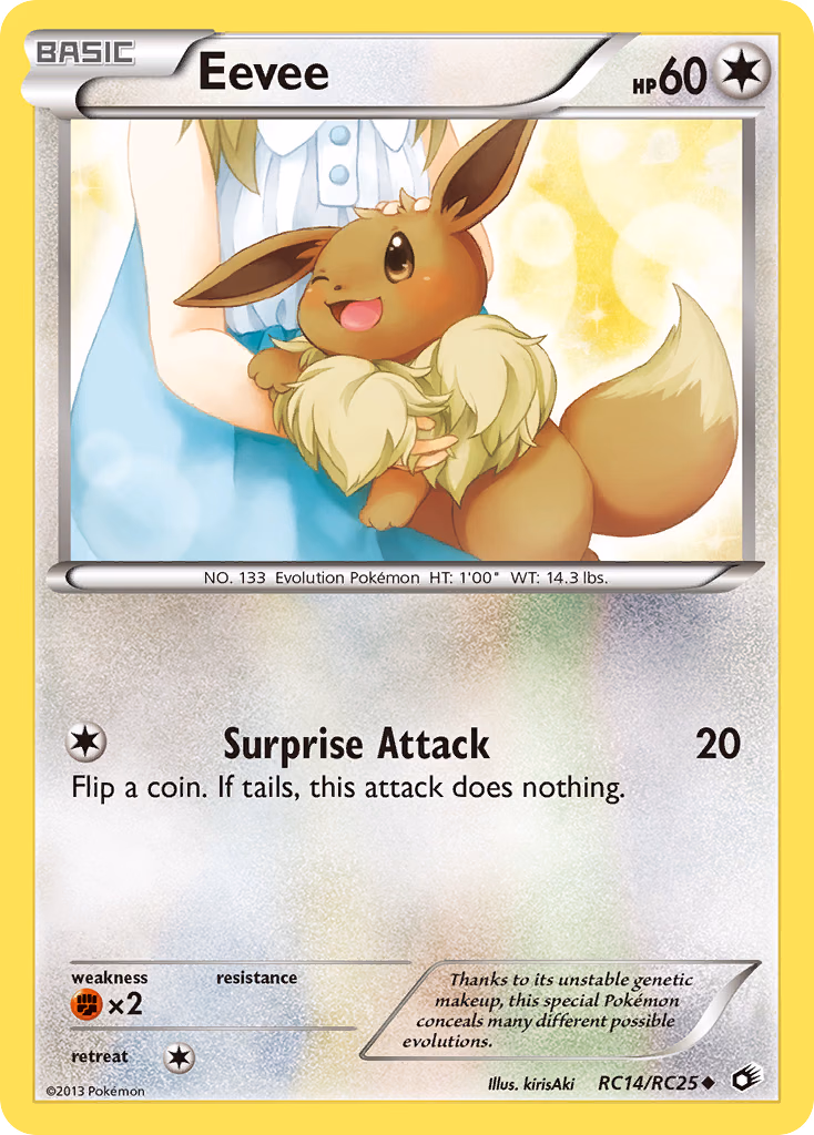 Eevee Pokemon card (RC14/RC25, Legendary Treasures)