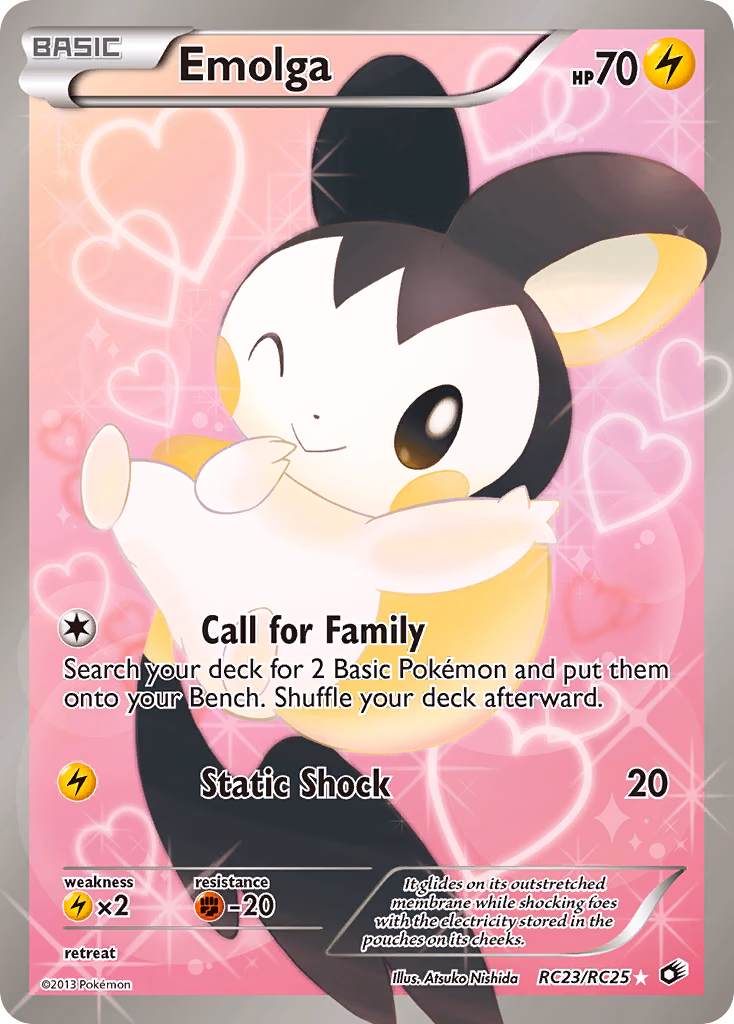 Emolga Pokemon card (RC23/RC25, Legendary Treasures)