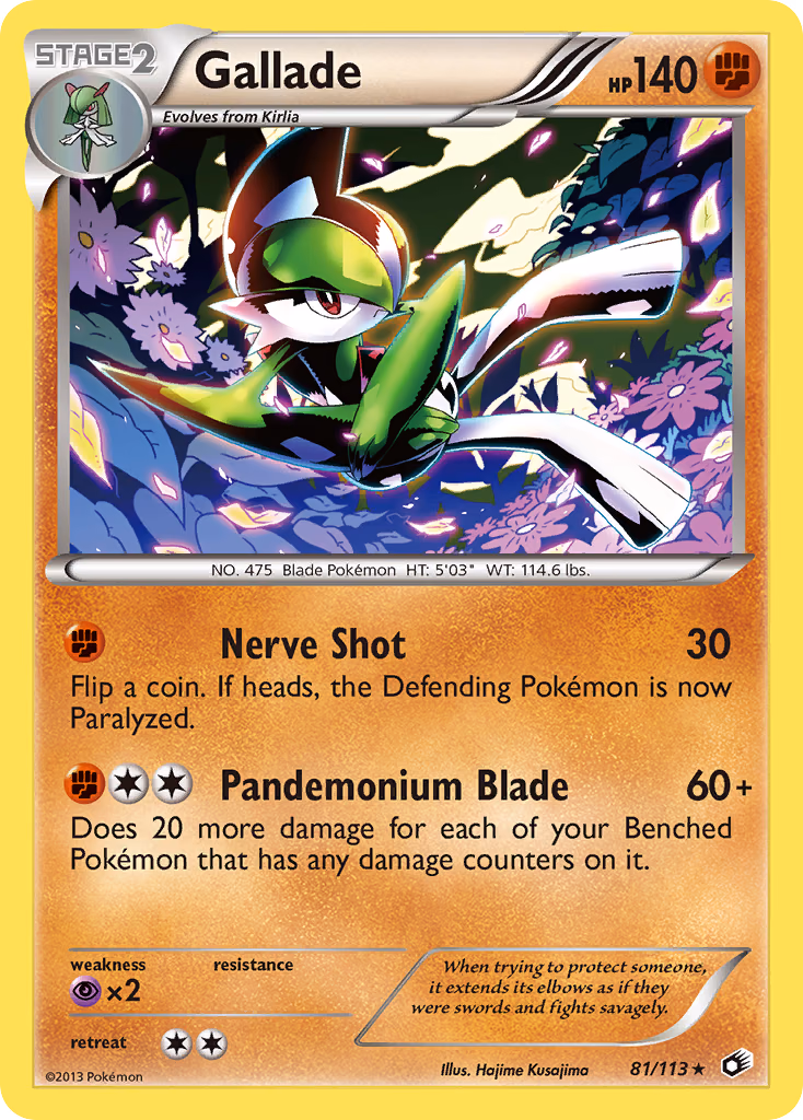 Gallade Pokemon card (81/113, Legendary Treasures)
